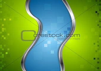 Bright tech background with metallic waves