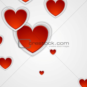 Red romance background with hearts