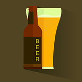 Retro beer vector poster.  Retro label  or banner design. Vector old paper texture food and drink background concept.