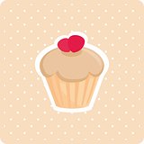 Vector cupcake with white polka dots