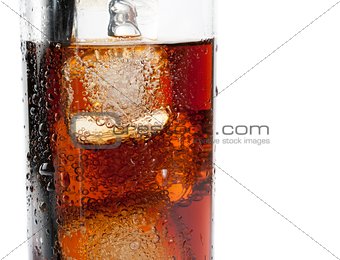 detail of fresh coke with black straw, summer time