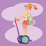 Girl tourist traveling on a scooter