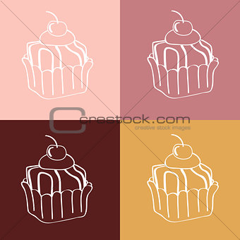 Cupcakes Seamless linear pattern