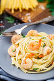 Tagliatelle with shrimps and parsley