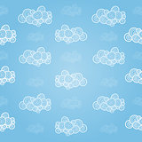 Seamless pattern with hand-drawn clouds