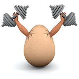 Egg holds a dumbbells