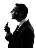 business man smoking electronic e-cigarette silhouette