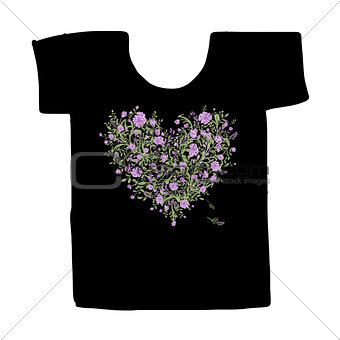 Black tshirt with floral print design