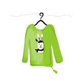 Sweater on hangers with funny rabbit design