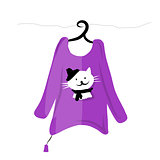 Sweater on hangers with funny cat design