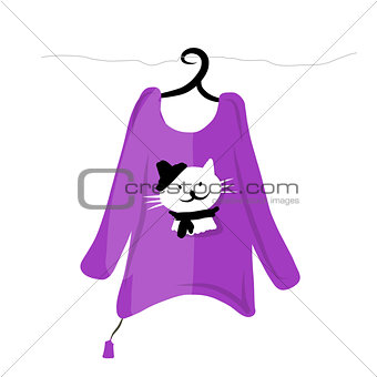 Sweater on hangers with funny cat design