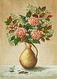 Painting Flowers Dahlias in a Vase