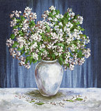 Painting Flowers Jasmine in a Vase