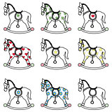 Rocking horse icons set