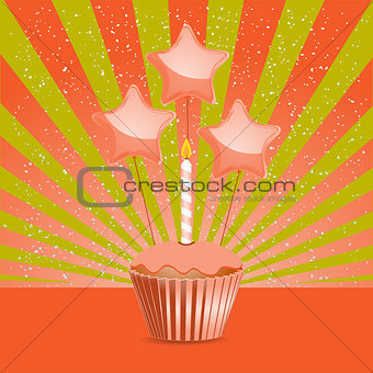 Orange Birthday cupcake
