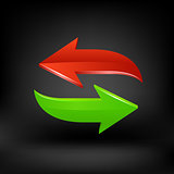 Green and red arrow. Vector
