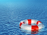 Lifebuoy, floating on sea