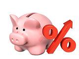 Piggy bank and percent symbol