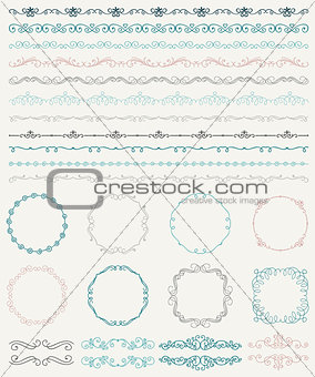 Hand Sketched Borders and Frames, Dividers, Swirls
