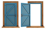Old wooden doors on white background