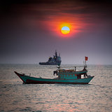 Small fishing boat in South China Sea, Vung Tau, Vietnam