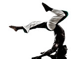 black man dancer dancing capoeira  silhouette