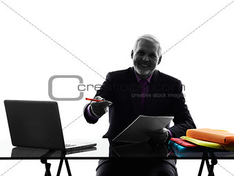 senior business man contract signing proposal silhouette