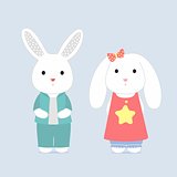 The shy bunnys, vector card