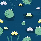 Cute frog, seamless pattern