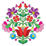 Kalocsai embroidery - Hungarian floral folk pattern with birds