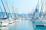 parking sailing yachts at sea port