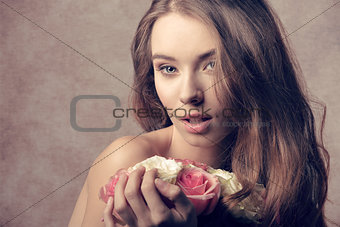 romantic girl with roses 