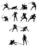 Ninja silhouettes set