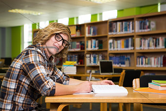 Student studying in the library