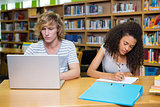 Students studying together in the library