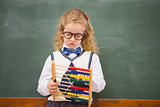 Pupil holding abacus
