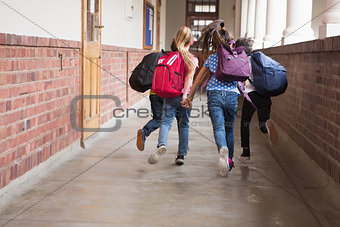 Cute pupils running down the hall
