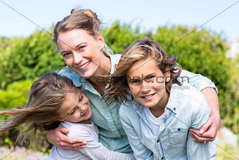 Happy mother with her children