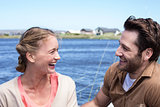 Happy couple at a lake
