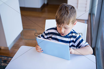 Little boy using tablet pc