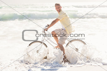 Happy man on a bike ride