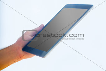 Hand holding a tablet pc