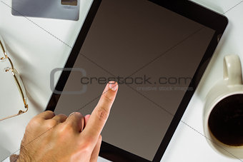 Man using his tablet pc
