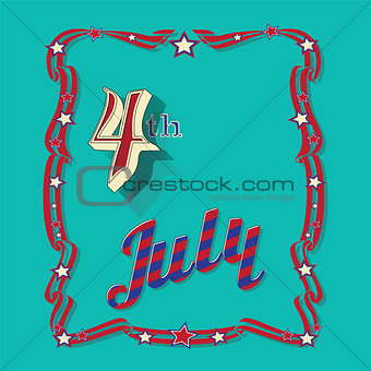 Vintage style greeting card for Independence Day 4 th July