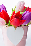 Bunch of tulips and heart card