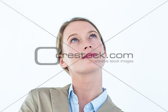 Thoughtful businesswoman in suit