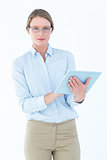 Businesswoman using tablet pc