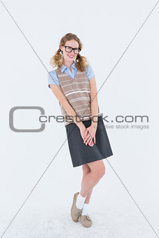 Geeky hipster woman smiling at camera