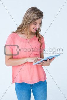 Hipster woman holding tablet pc