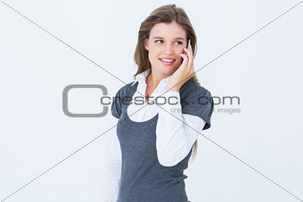 Happy blonde on the phone